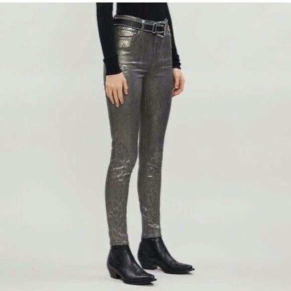 NWT J Brand LEENAH High-Rise Ankle Skinny Photo Ready Python Silver / 29 - Picture 1 of 11